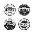 Design graphic badge logo vector set in retro vintage style. Premium quality, limited edition. Emblem template collection. 