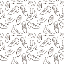 Seamless Pattern With Hand Drawn Shoes. Vector Illustration