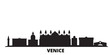 Italy, Venice city skyline isolated vector illustration. Italy, Venice travel cityscape with landmarks
