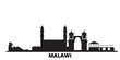 Malawi city skyline isolated vector illustration. Malawi travel cityscape with landmarks