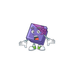 Sticker - Surprised purple gift box face gesture on cartoon style