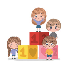Poster - Girls and boys cartoons vector design