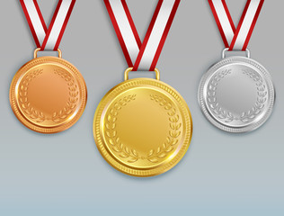 Wall Mural - realistic winning medals set