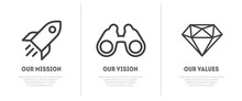 Simple Flat Icon For Visualisation Of Mission, Vision And Values Of Company
