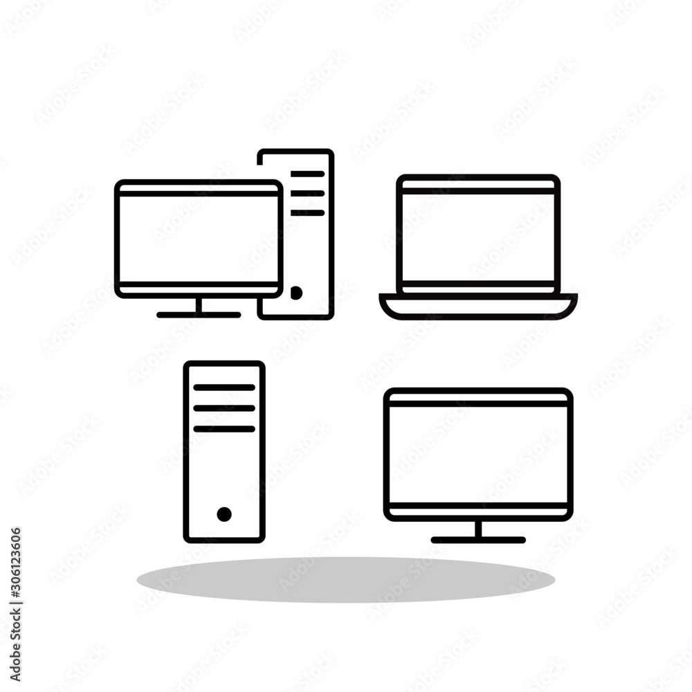 Computer Or Model Icon Computer icon set in flat style. Laptop symbol for your web site design ...