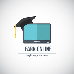 Online learning - learn online sign. Vector illustration