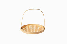 Bamboo Basket On White Background Isolated