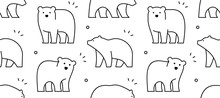 Seamless Pattern With Bears. Icon Design. Isolated On White Background