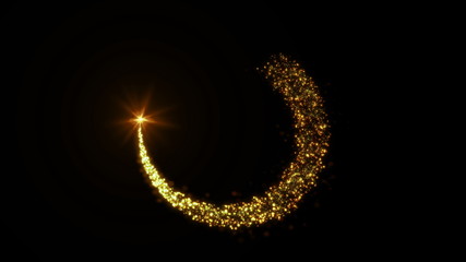 Wall Mural - golden glitter circle frame with sparkling light. shining christmas gold particles and sparkles ring