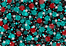 Background Black With Red Turquoise Abstract Circles, For Frame, Postcard Congratulations, New Year, Christmas, Holiday, Greeting Card, Invitation, Celebration, Party