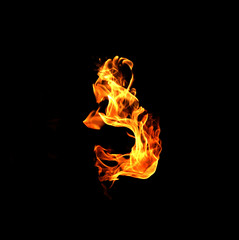 Fire on a black background