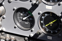 Tachometer Instrument In Cockpit Of A Single Engine Piston Aeroplane