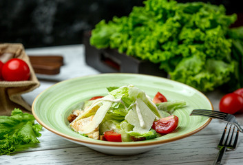 caesar salad with fried chicken