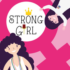 Poster - Girls cartoons of power and strong concept vector design