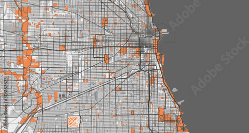 Fotomural Detailed map of Chicago, USA