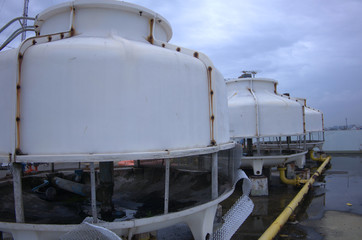 Cooling towers are installed on the rooftop  of the building.