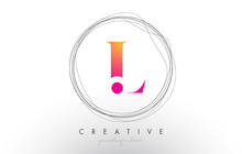 Artistic L Letter Logo Design With Creative Circular Wire Frame Around It