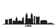 Peru, Lima city skyline isolated vector illustration. Peru, Lima travel cityscape with landmarks