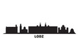 Poland, Lodz city skyline isolated vector illustration. Poland, Lodz travel cityscape with landmarks