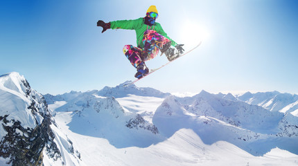 Poster -   snowboarder on ski resort