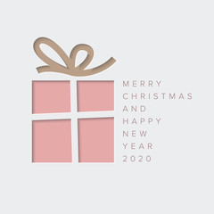 Wall Mural - minimalistic christmas card with christmas present box