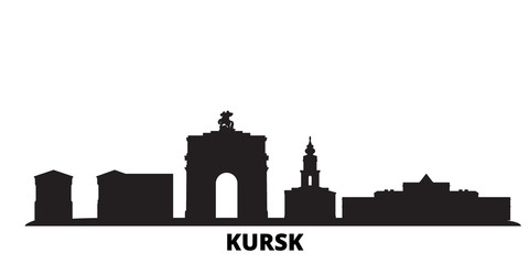 Wall Mural - Russia, Kursk city skyline isolated vector illustration. Russia, Kursk travel cityscape with landmarks