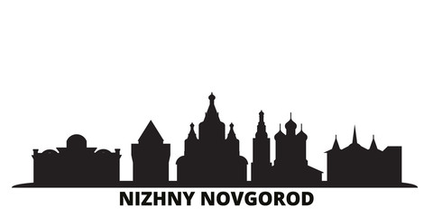 Poster - Russia, Nizhny Novgorod city skyline isolated vector illustration. Russia, Nizhny Novgorod travel cityscape with landmarks