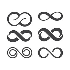 Wall Mural - infinity symbol. vector logos set. black contours of different shapes, thickness and style isolated 