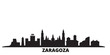 Spain, Zaragoza city skyline isolated vector illustration. Spain, Zaragoza travel cityscape with landmarks