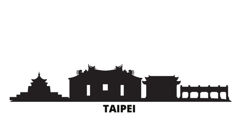 Wall Mural - Taiwan, Taipei city skyline isolated vector illustration. Taiwan, Taipei travel cityscape with landmarks