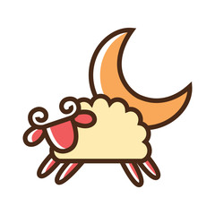 Sticker - Color icon sheep and moon