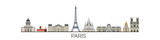 Fototapeta Paryż - Panorama of Paris flat style vector illustration. Cartoon Paris architecture symbols and objects. Paris city skyline vector background. Flat trendy illustration