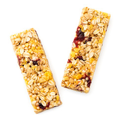 Two diet bars on a white background. The view of top.