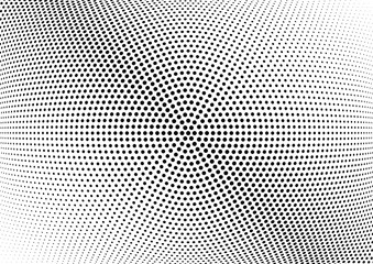 Abstract halftone wave dotted background. Halftone twisted grunge pattern, dot, circle.  Vector modern optical halftone pop art texture for poster, business card, cover, label mock-up, sticker layout