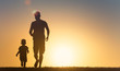 © kieferpix - Father and child, son playing running in the park at sunset.