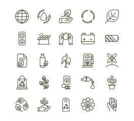 Sticker - environment ecology icons collection line