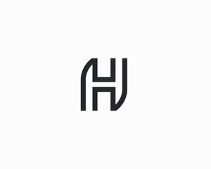 Wall Mural - initial H logo line art black and white with sharp edge