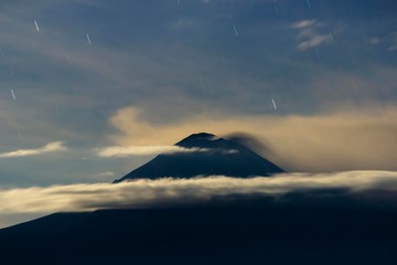 Wall Mural - active volcano popocatepetl night of stars, night landscape, stars in the sky