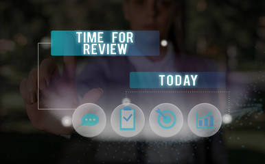 Wall Mural - text sign showing time for review. business photo showcasing evaluation feedback moment perforanalys