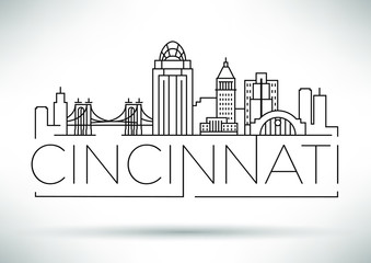 Minimal Cincinnati City Linear Skyline with Typographic Design