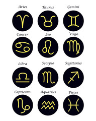 Wall Mural - Astrological signs of the zodiac. Icon set with constellations
