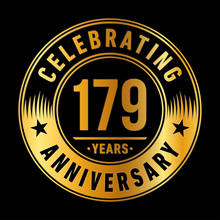 179 Years Anniversary Celebration Logo Template. One Hundred Seventy Nine Years Vector And Illustration.