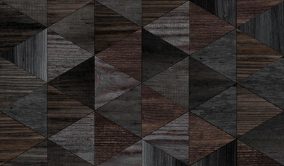 Dark wooden wall with geometric pattern.