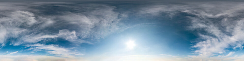 Wall Mural - blue sky with cumulus clouds in sunny day. seamless hdri panorama 360 degrees angle view with zenith