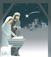 Nativity scene with Holy Family