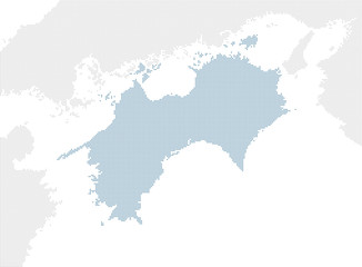  日本の四国地方を中心とした青のドットマップ、大サイズ。