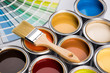 canvas print picture - Colorful paint cans with paintbrush