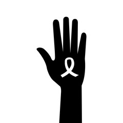 Canvas Print - silhouette of hand and ribbon isolated icon vector illustration design