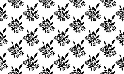 Canvas Print - Shape floral pattern, art design black flower.