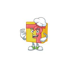 Poster - Happy Chef yellow gift box cartoon character with white hat